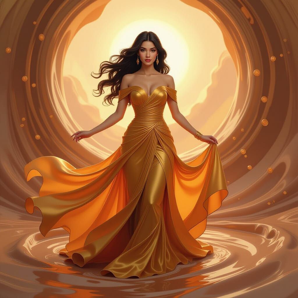 Goddess in Chocolate Milk River, Whimsical Art