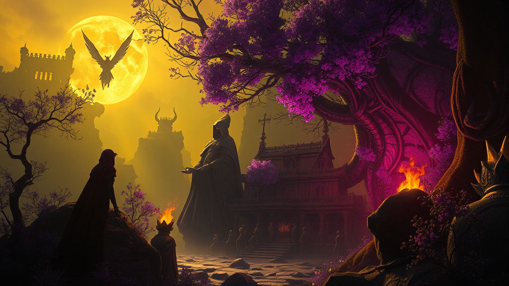 Mystical Dark Fantasy Art in Art Nouveau Style