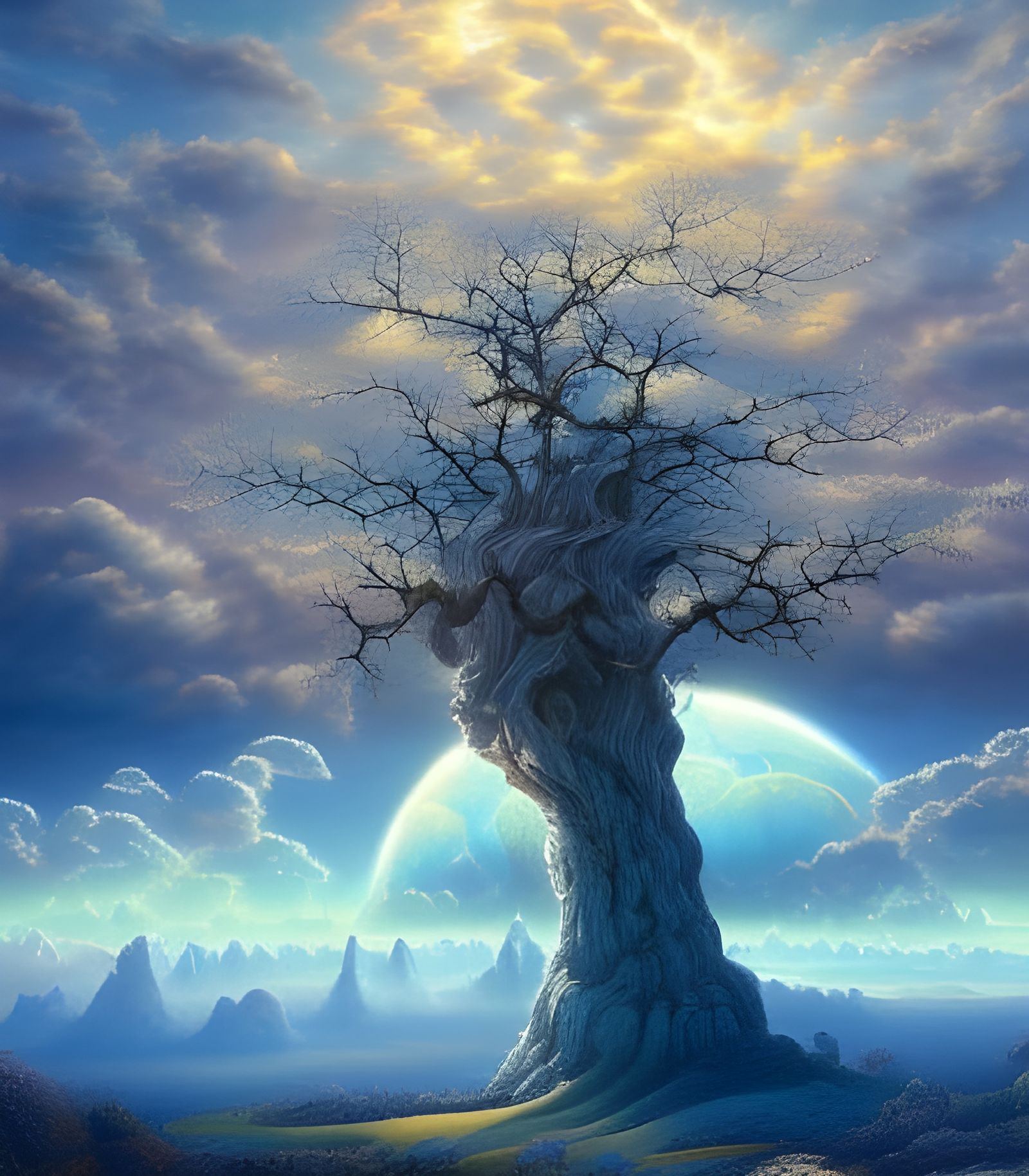 Cosmic Fantasy Landscape in Hyperrealistic Style