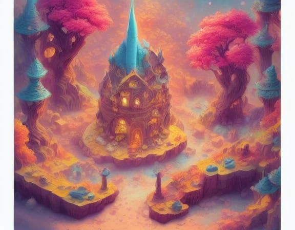 Isometric Dreamscape: Floating Castles in Fantasy Kingdom