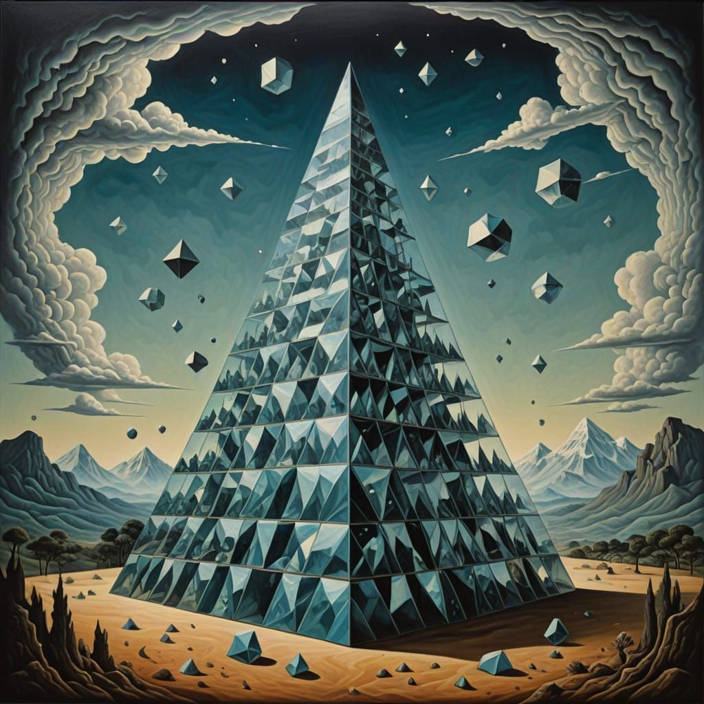 Crystal Cubes Pyramid: Mathmatical Surrealism