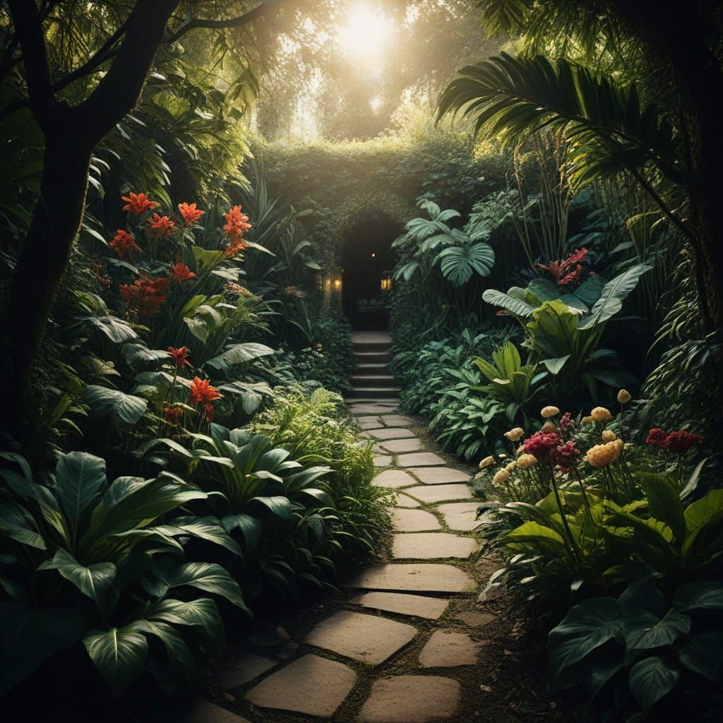 Epic Secret Garden in Cinematic Style