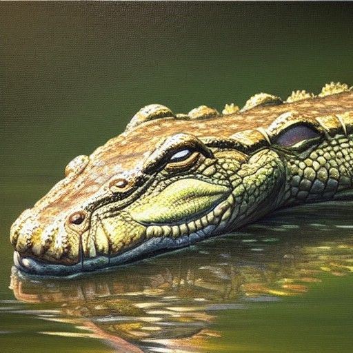 Alligator Portrait in Oil Painting Style