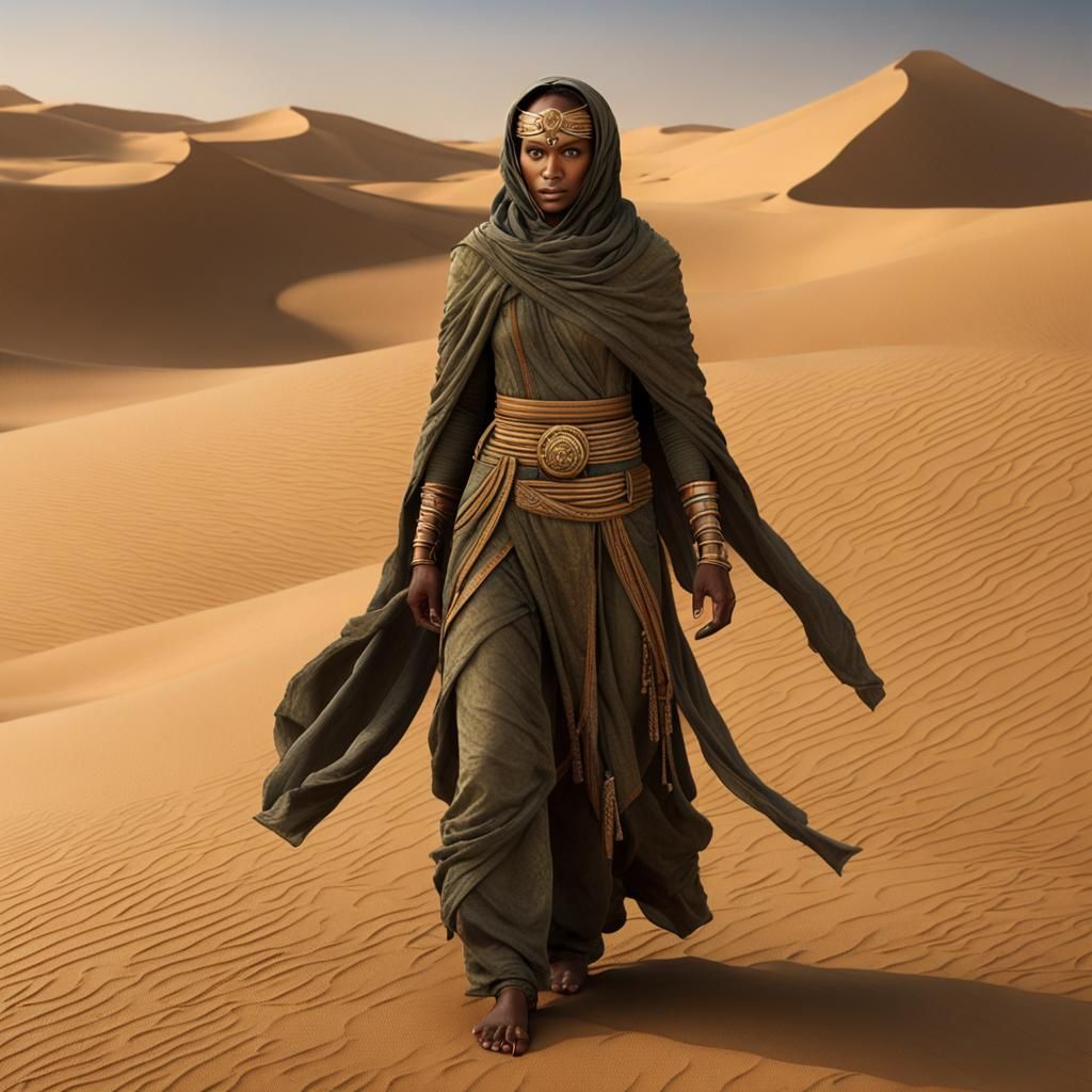 Chani of Dune: Desert Warrior in Matte Painting Style