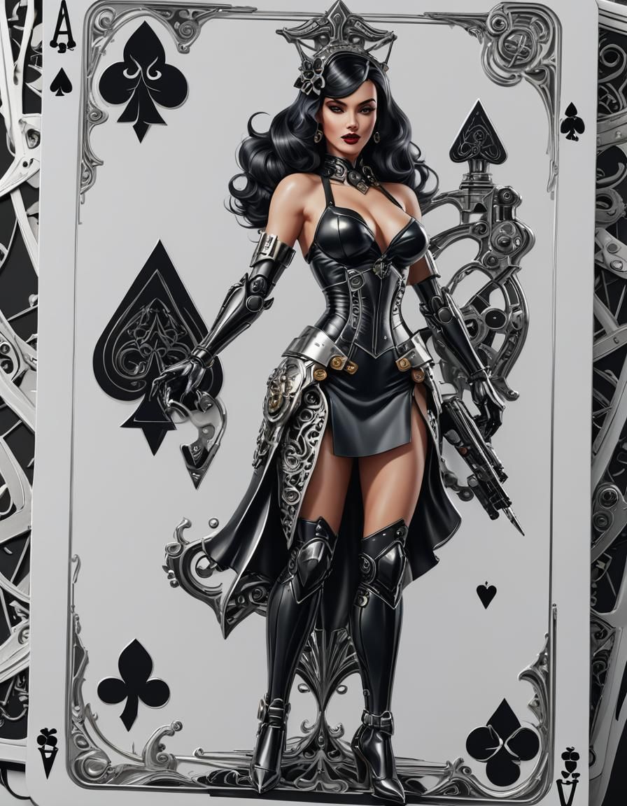 Futuristic Ace of Spades with Pinup Girl