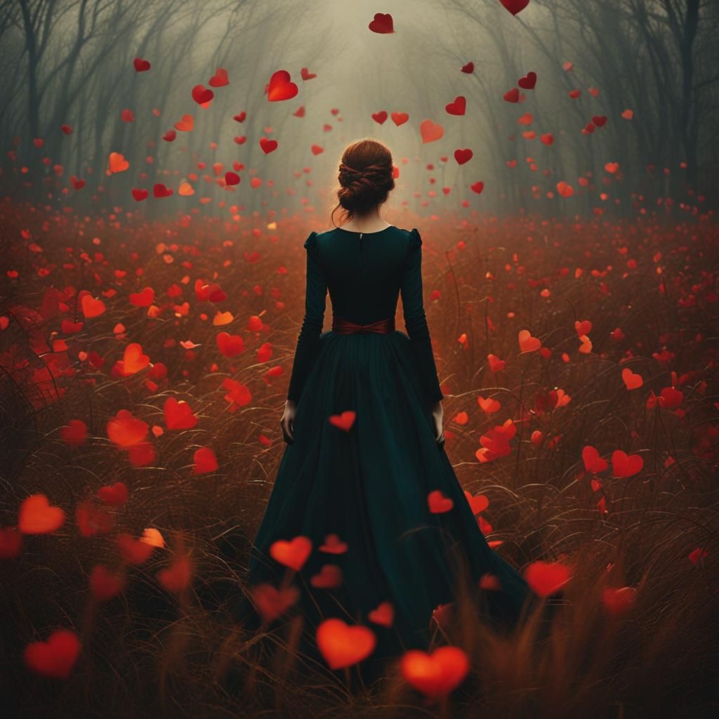 Dramatic Vintage Collage with Floral Folk Art