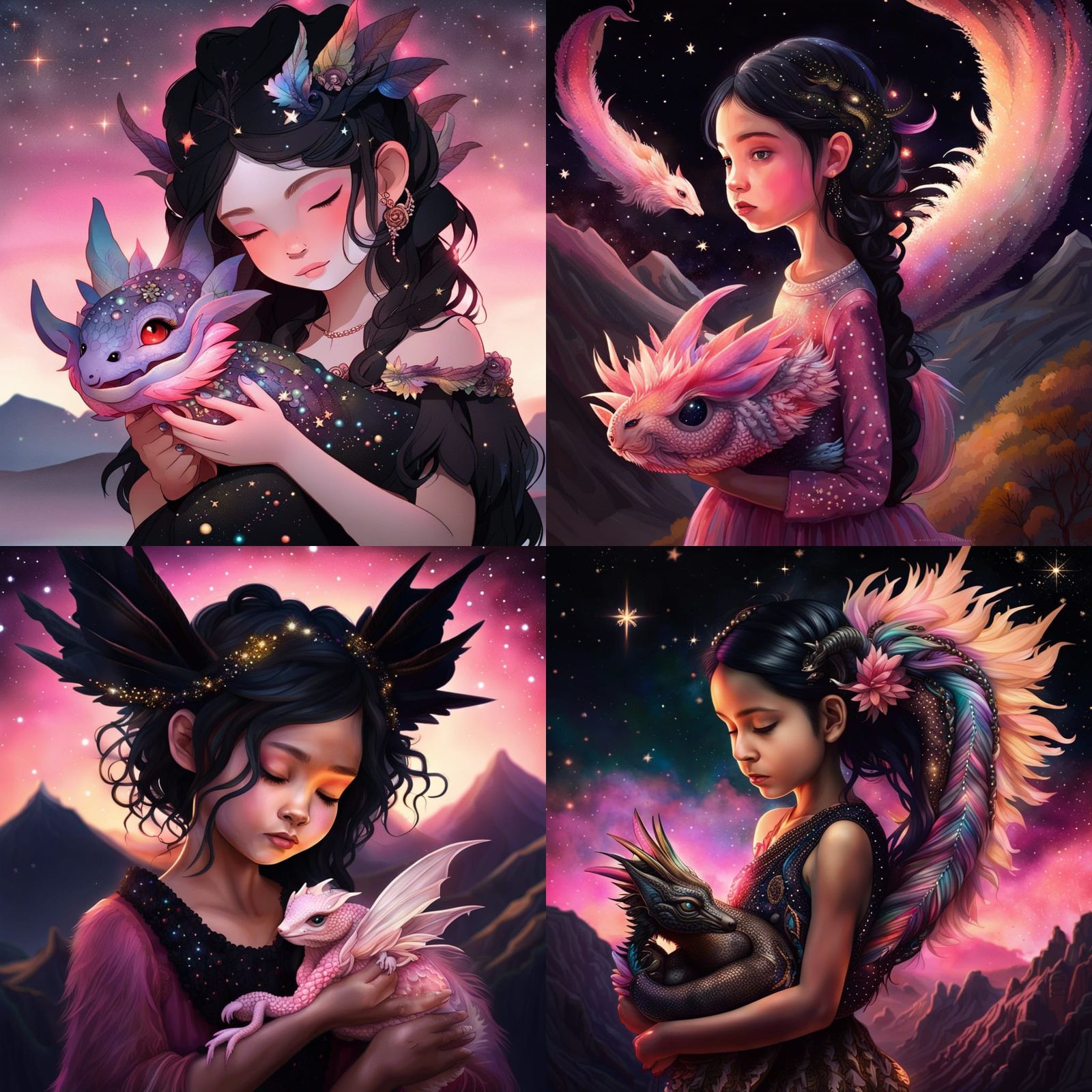 Enchanting Dragon Girl Portrait in Fantasy Landscape