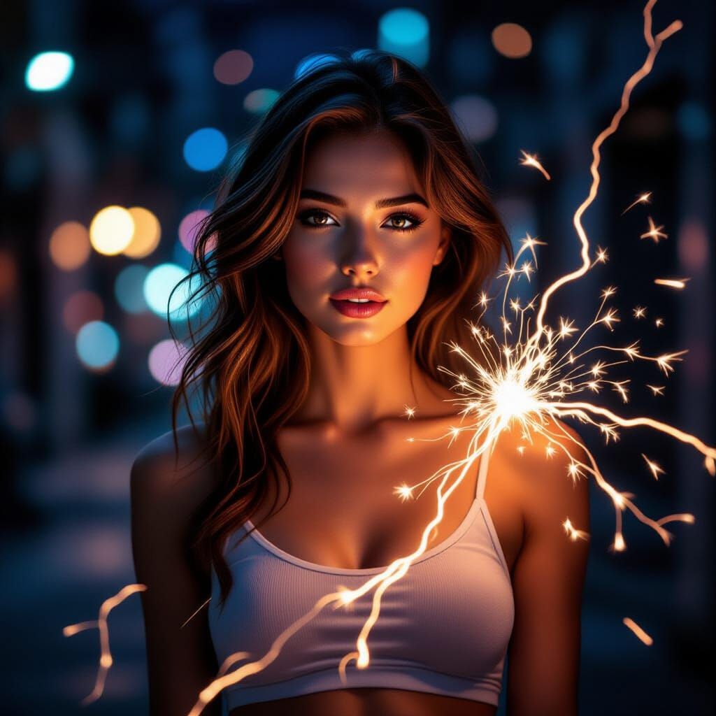 Energetic Young Woman, Ultra-Realistic Cinematic Portrait