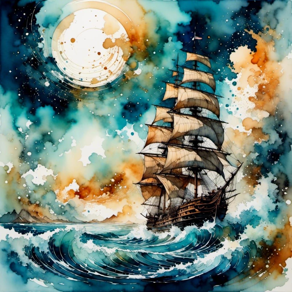 Drifting Through Space on Starlight: Alcohol-Ink Style