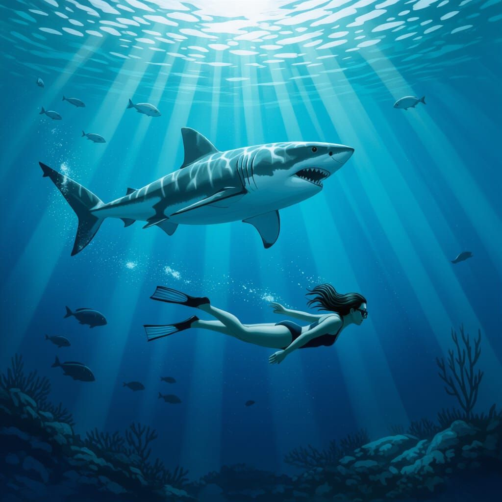 Dramatic Shark Hunt Beneath the Waves