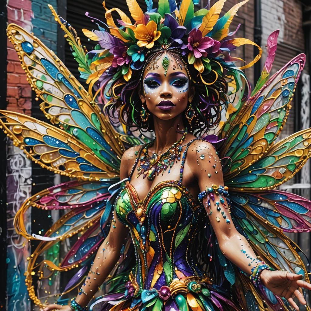 Mardi Gras Fairy Dances: Vibrant Street Art