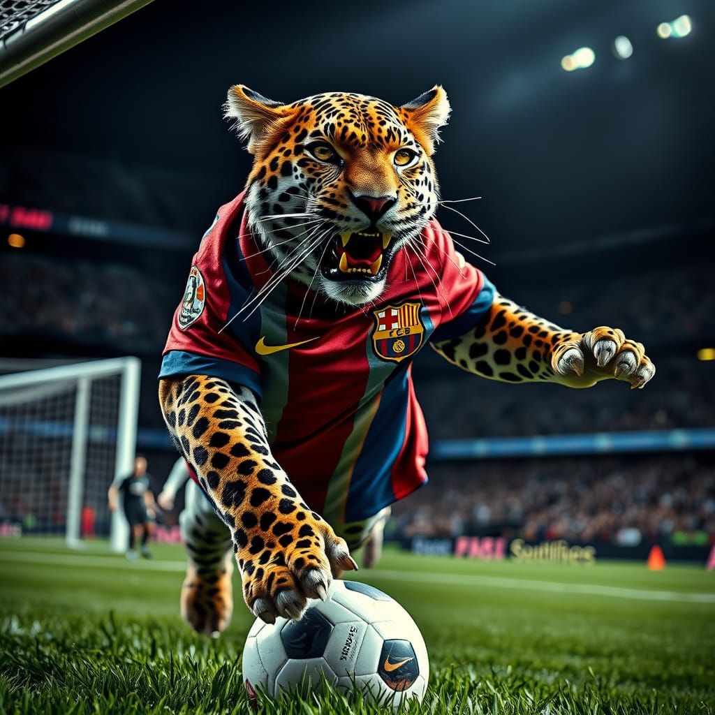 Majestic Leopard Scores Goal in Hyperrealistic Lionel Messi ...