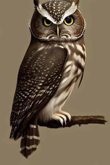 Mystic Owl Portrait in Detailed Fantasy Art