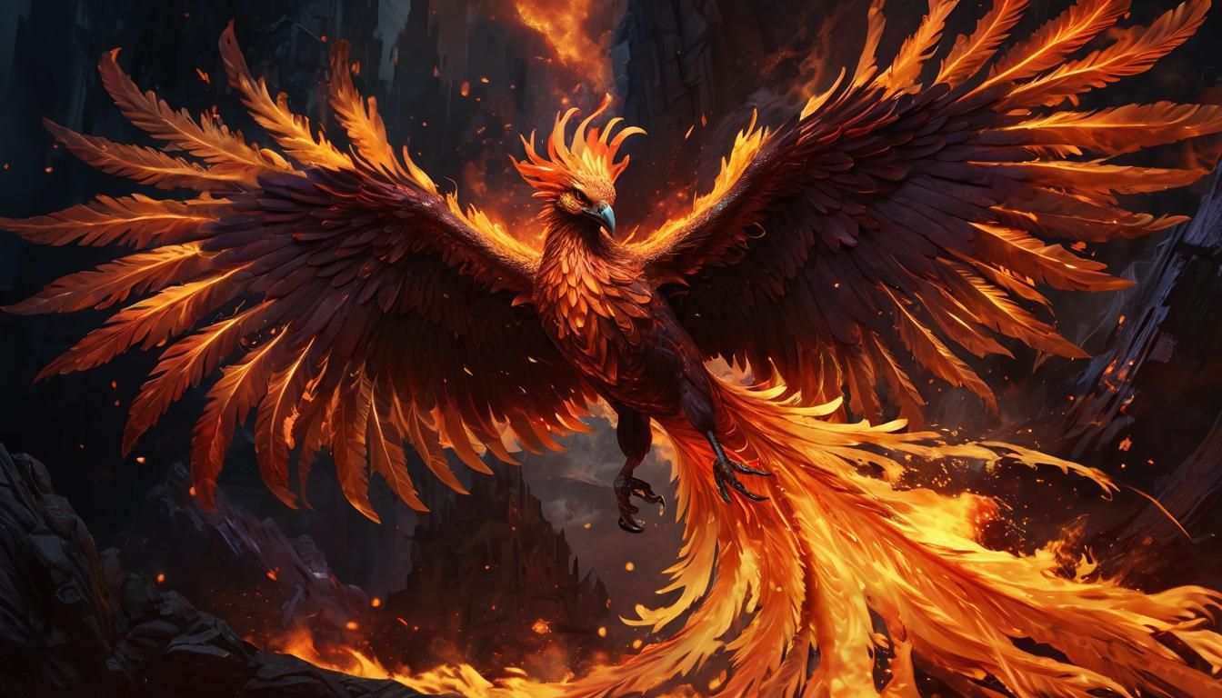 Fiery Phoenix: Dark Fantasy Concept Art