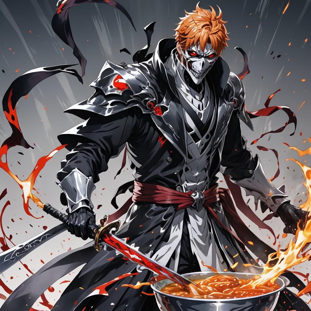 Ichigo in Combat: Cel-Shaded Anime Manga Art