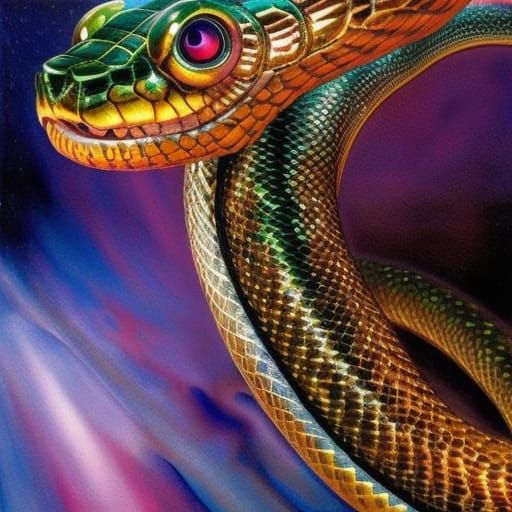 Steampunk Snake Head with Poison Fangs