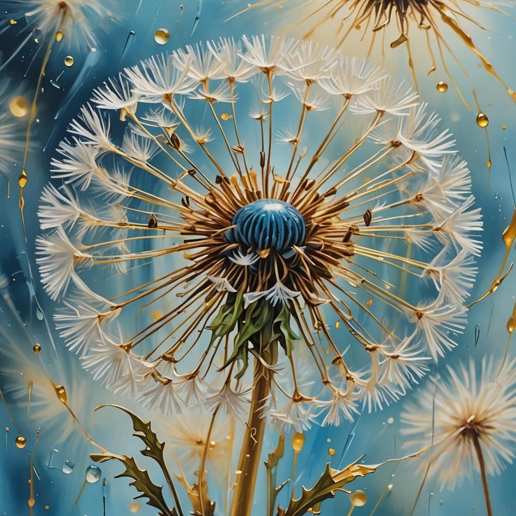 Surreal Dandelion in Dreamlike Oil Painting Style
