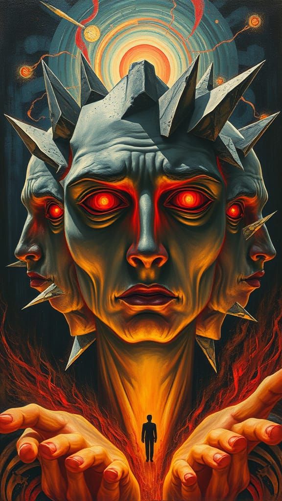 Surrealist Oil Painting of Migraine Pain