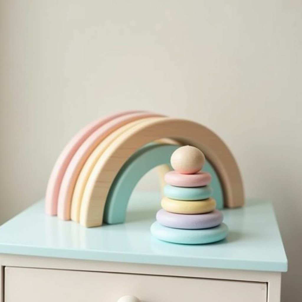 Pastel Wooden Toys: A Minimalist Still Life