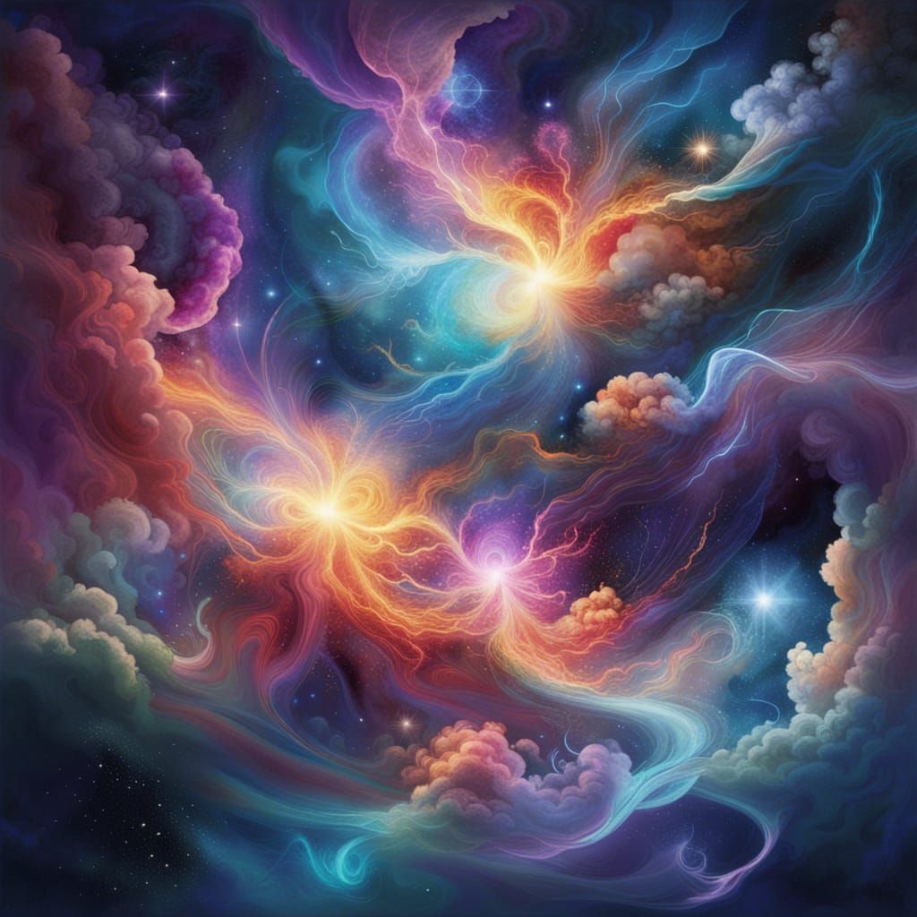 Ethereal Nebula Storms: A Cosmic Collision