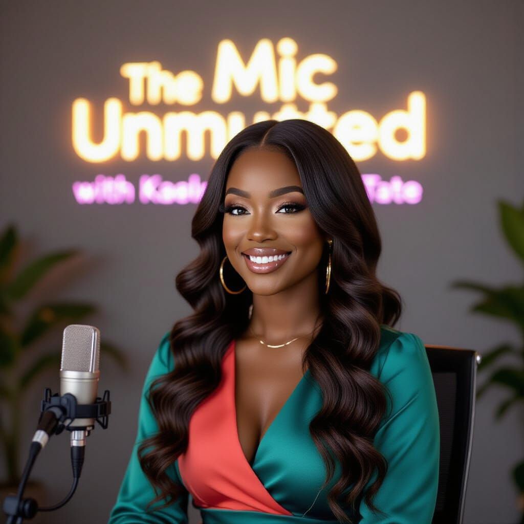 Kaelani Tate Podcast Host in Cinematic Studio Portrait