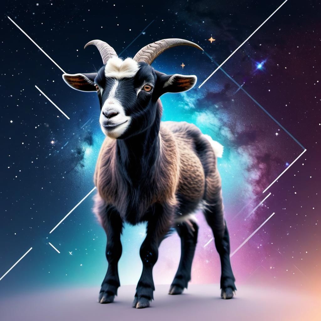 Baby Goat's Abstract Flight Through the Galaxy