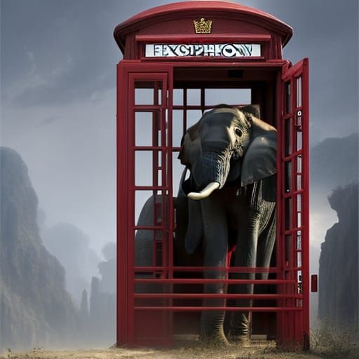 Elephant in Phone Booth: Hyperrealistic Fantasy Art