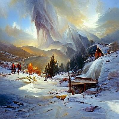 Winter Mountain Oil Painting