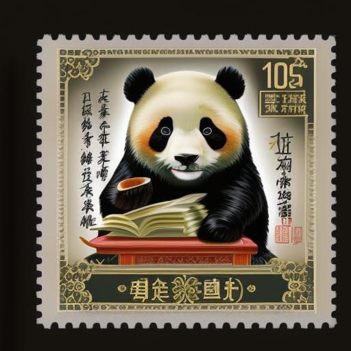 Panda Bear Postage Stamp
