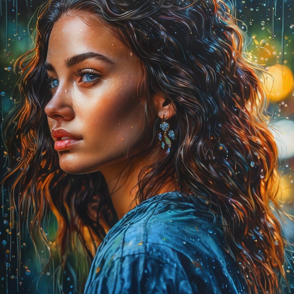 Hyper-Realistic Portrait of a Woman in Watercolour Style