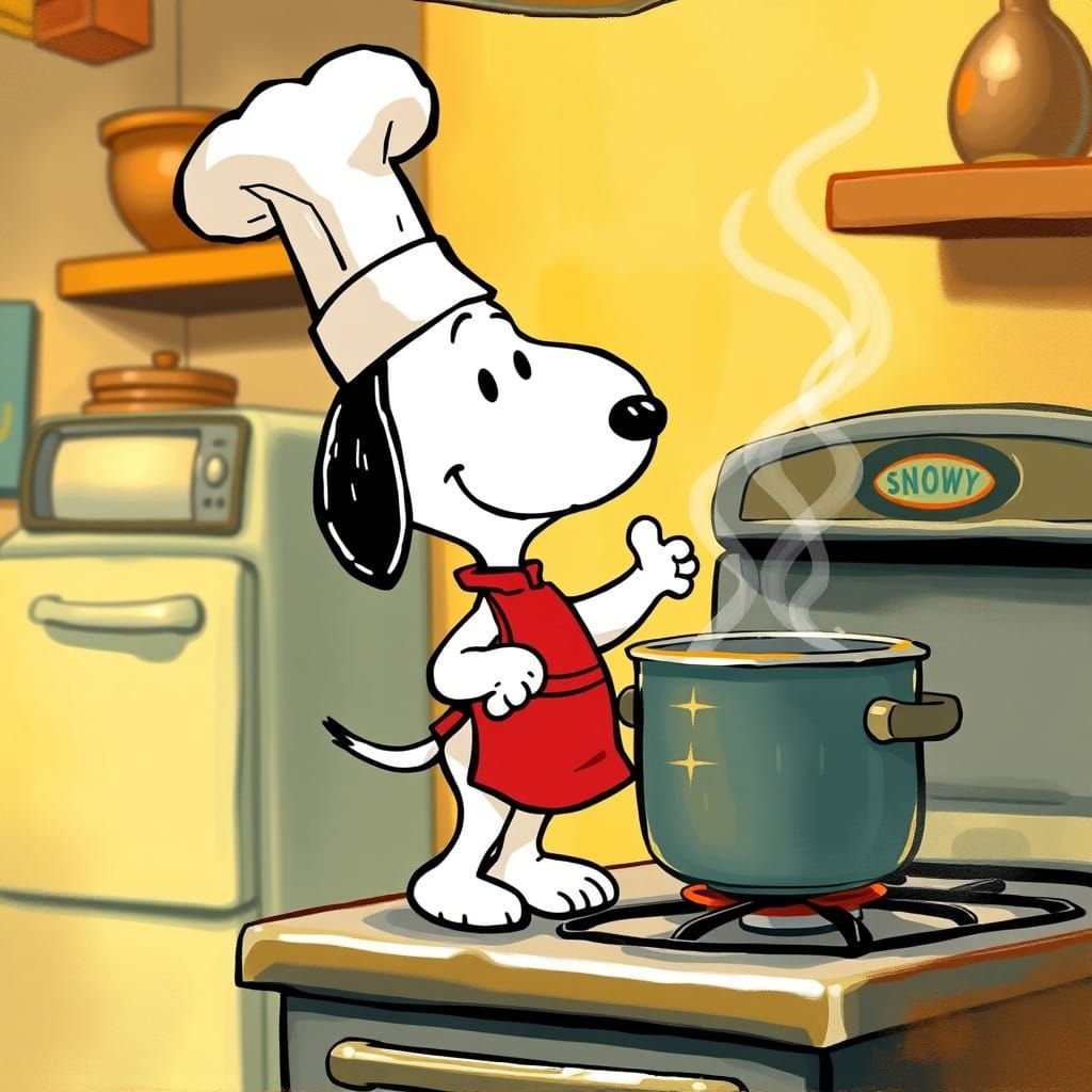Snoopy in Whimsical Kitchen Setting