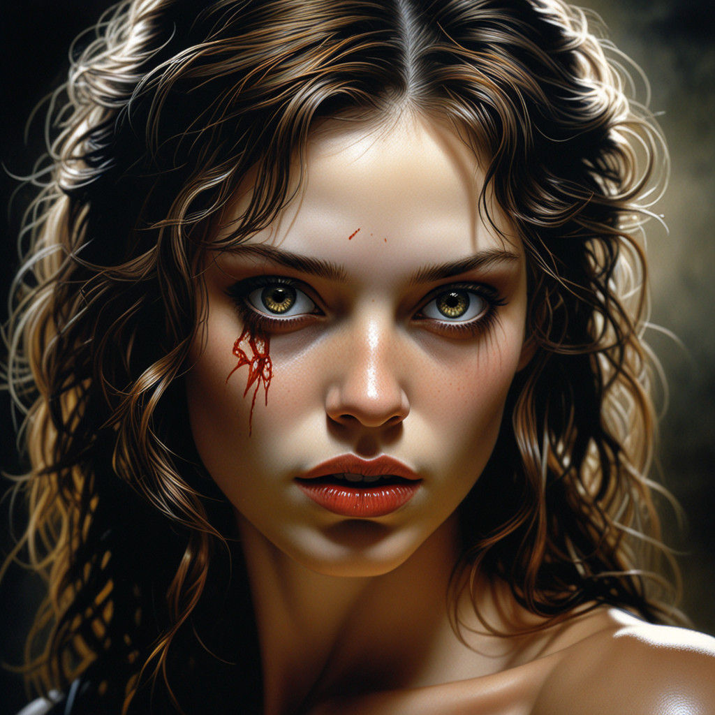 Mysterious Vampire Woman with Amber Eyes