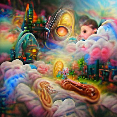 Ethereal Nostalgic Fantasy Landscape in Gouache Style