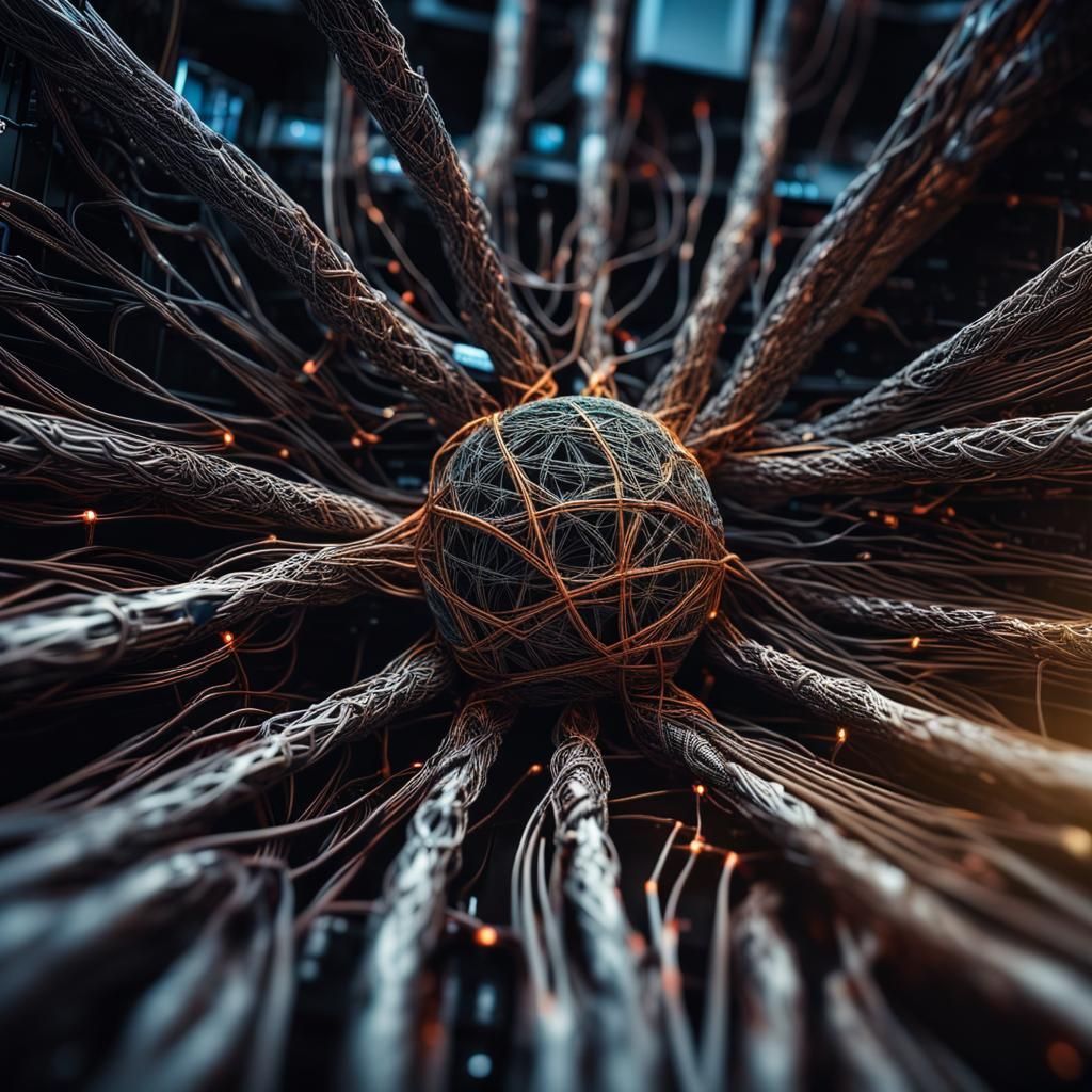 Hyperrealistic Network Connected to Server in HDR