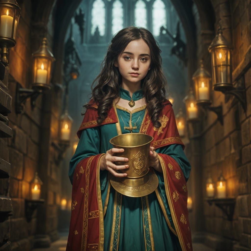 Whimsical Irish Princess in Hogwarts Castle