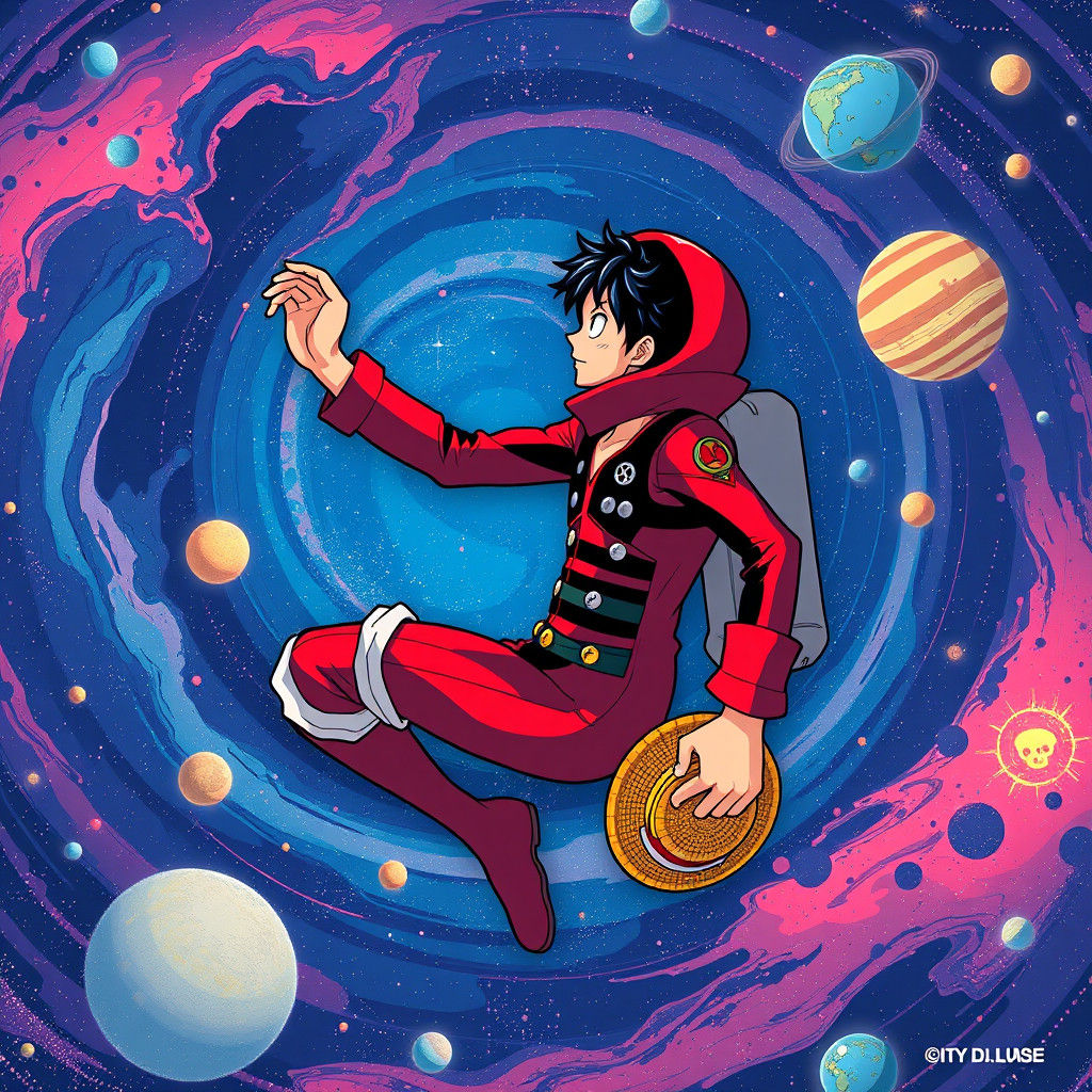 Luffy in Space: A Sci-Fi Pop Art Fusion