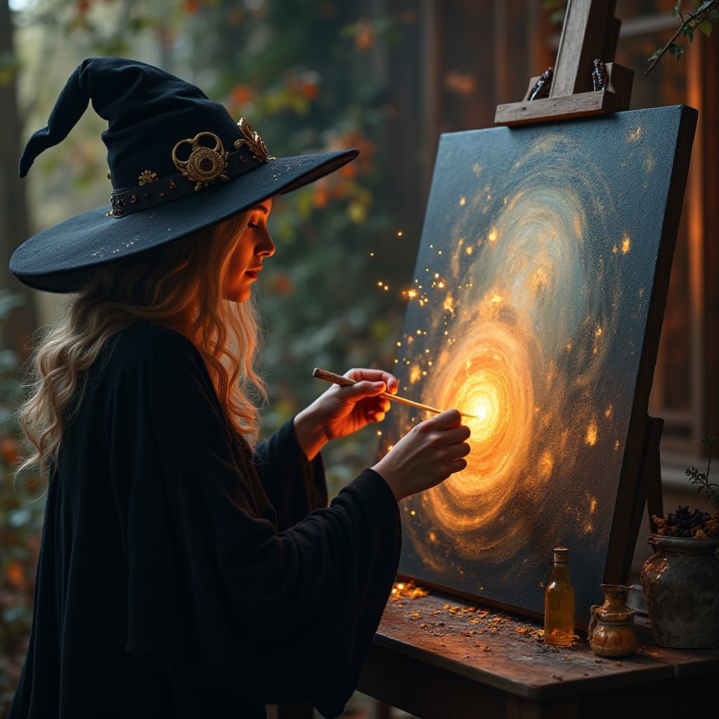 Magical Witch Creates Enchanting Painting