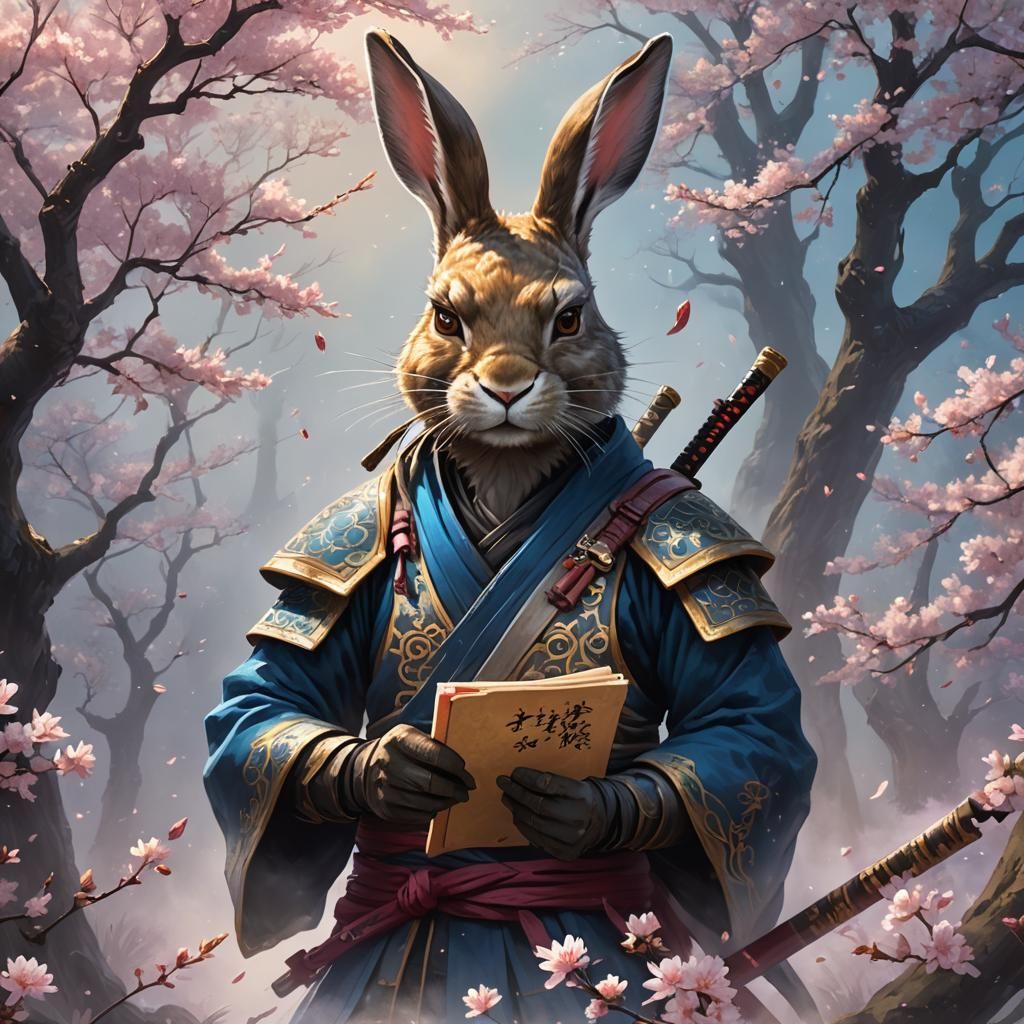 Ninja Hare Portrait in Fantasy Concept Art Style