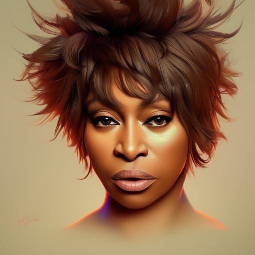 Dynamic Portrait of Tina Turner in Art Nouveau Style