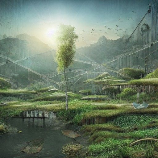 Solarpunk Nature Tech Matte Painting