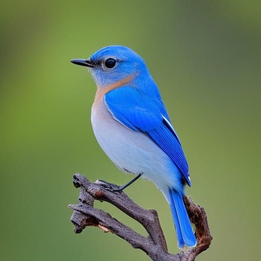 Bluebird on Branch Over Pool, Surreal Digital Art