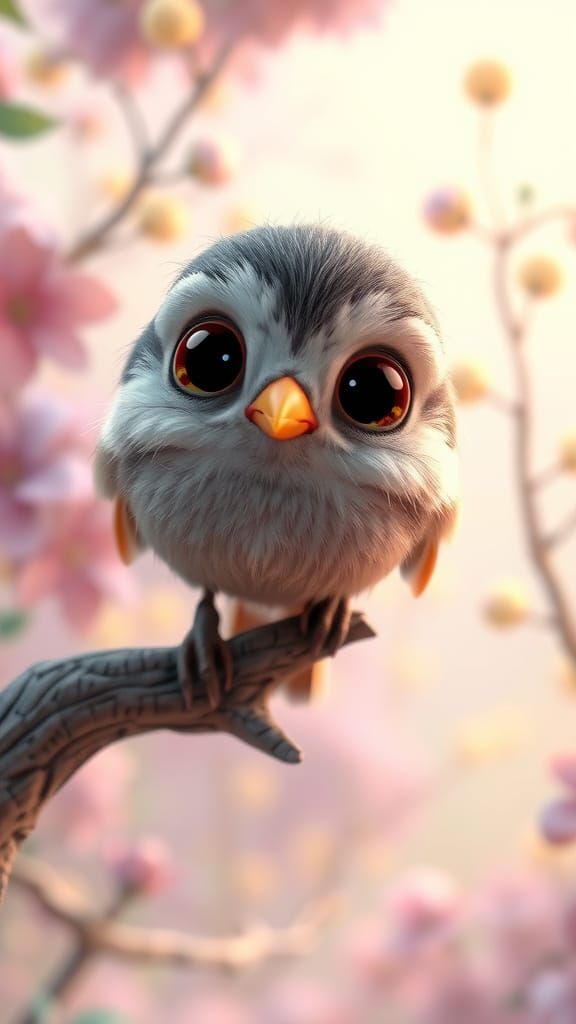 Enchanted Whimsy: Delicate Sparrow in Lavender Forest