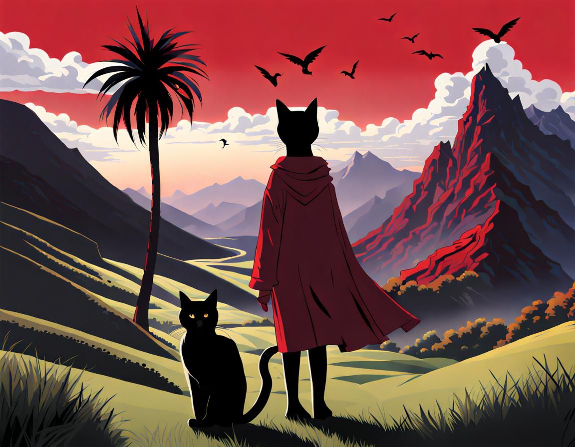 Mountains at Dusk: A Graphic Novel Landscape