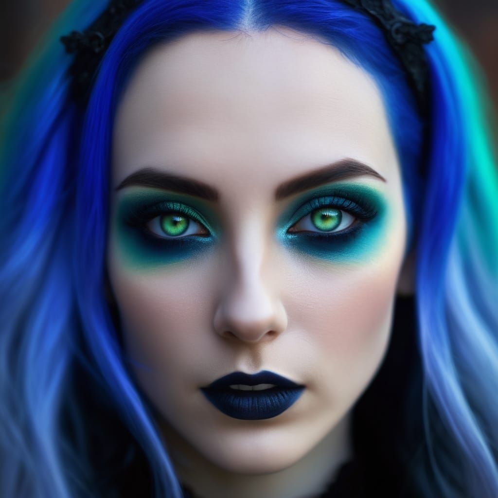 Hyper-realistic gothic portrait. Close-up. A gothic vampire ...