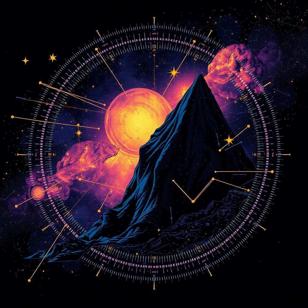 Maximalist Abstract Constellation in Glitch Art Style