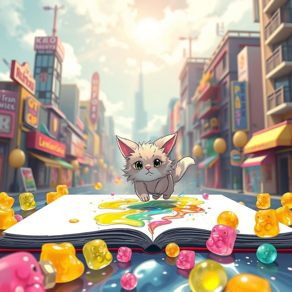 Mischievous Creature Escapes Magic Page Into Vibrant City