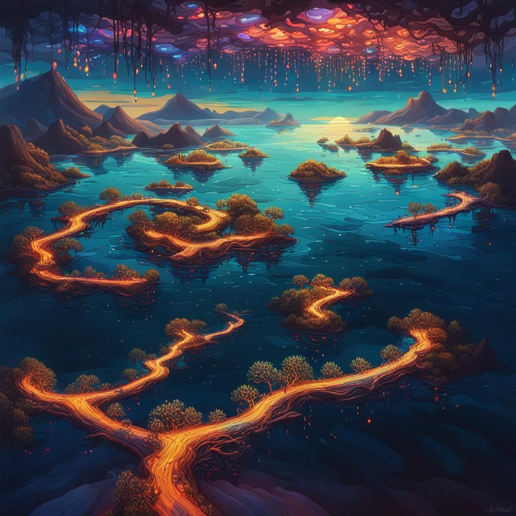 Floating Islands Above Ocean of Memories