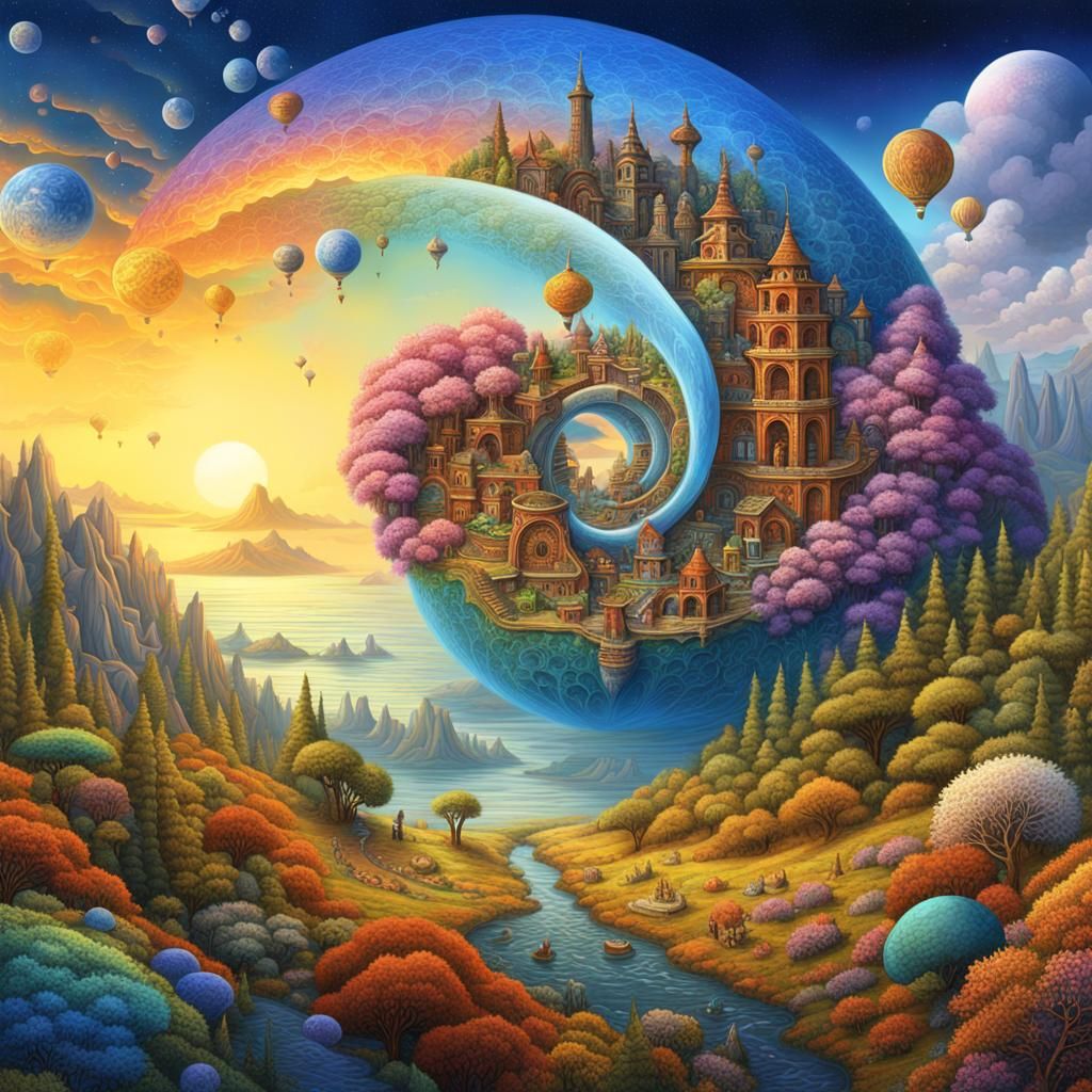 FIBONACCI ART+3D ART +PASTELS COLORFUL +LANDSCAPE+YACEK YERKA+JOSEPHINE WALL+Fibonacci sequence once upon a time in a fa...
