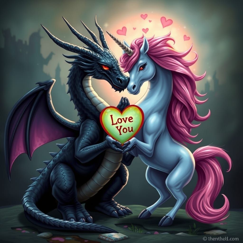 Obsidian Dragon and Unicorn Declare Eternal Love