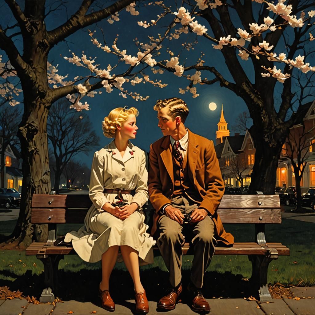 Moonlit Embrace Under Cherry Blossoms